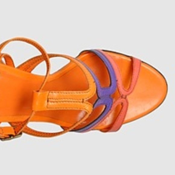 GF Ferre Multicolor Leather Metal Heel Sandals Pumps - Picture 3 of 14